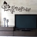 Black Butterfly & Black Flower Wall Sticker